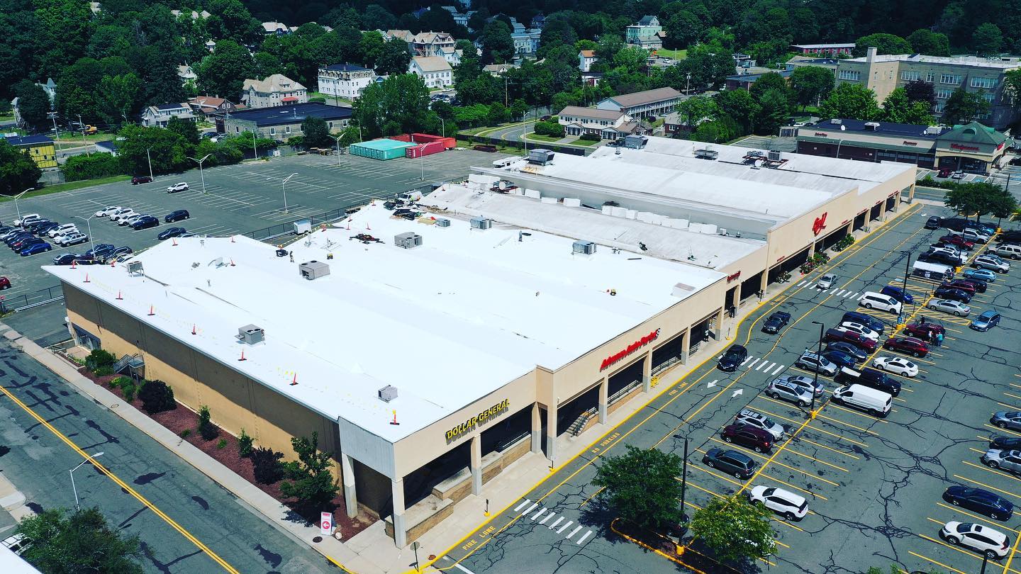 commercial roofing repair job at big y in new england
